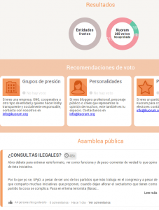 Captura de pantalla de la sección de comentarios de Kuorum